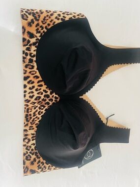 Leopard Print & Black Longline Bra